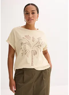 T-shirt en coton avec application de rivets, bonprix
