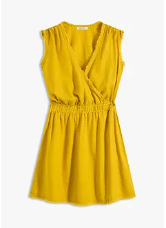Robe en lin mélangé à finitions effilochées, bonprix