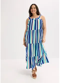 Robe rayée à bretelles en viscose texturée, bonprix