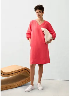 Robe 100 % lin, manches 3/4, bonprix