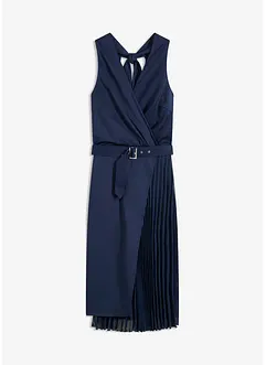 Robe midi aspect portefeuille à empiècement plissé, bonprix