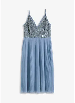 Robe midi à jupe plissée et sequins brodés, bonprix