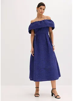 Robe à encolure Bardot en jacquard brillant, bonprix