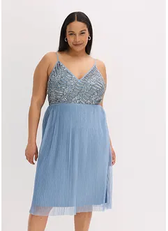 Robe midi à jupe plissée et sequins brodés, bonprix