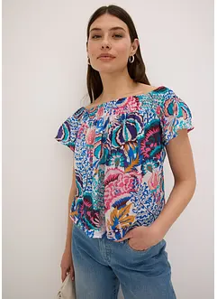 Blouse à encolure Bardot en viscose mélangée, bonprix
