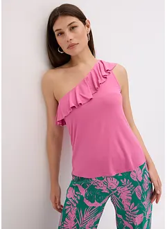 Top asymétrique avec volant en viscose douce et extensible, bonprix