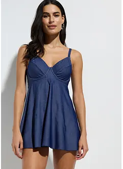 Tankini long (ens. 2 pces) aspect jean, bonprix