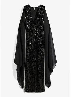 Robe à sequins et manches longues en crêpe, bonprix
