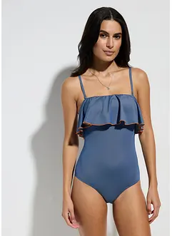Maillot 1 pièce bandeau, aspect jean, bonprix