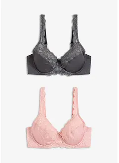 Lot de 2 soutiens-gorge à armatures et dentelle, bonprix