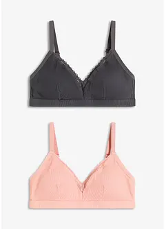 Lot de 2 soutiens-gorge bralette coton rembourrés sans armatures, bonprix