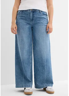 Jean large taille mi-haute, longueur sol, peu extensible, bonprix