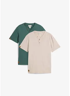 Lot de 2 T-shirts col tunisien 100 % coton, bonprix