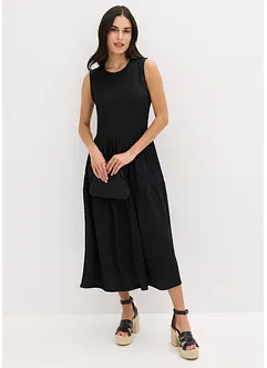 Robe midi en jersey texturé avec découpe dos, bonprix