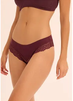 Lot de 4 slips brésiliens coton et dentelle, bonprix