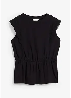 T-shirt avec détails en broderie anglaise, bonprix
