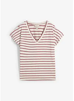 T-shirt rayé à manches volantées, bonprix