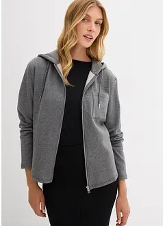 Sweat zippé à capuche en matière néoprène douce, bonprix