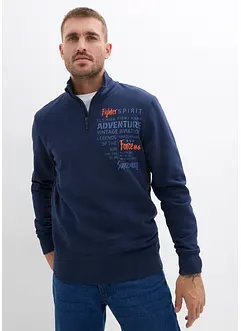 Sweat à col zippé 100% coton, bonprix