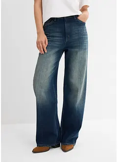 Jean droit et loose, taille haute, peu extensible, bonprix