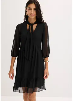 Robe en jersey mesh à col lavallière, bonprix