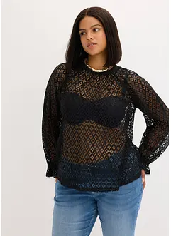 T-shirt en dentelle à volants, bonprix