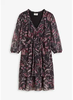 Robe en jersey et mesh à volants, bonprix