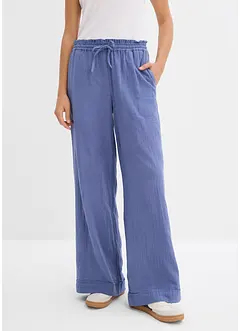 Pantalon taille élastiquée en légère gaze de coton, bonprix