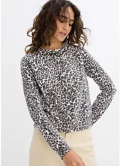 Gilet en fine maille à motif léopard, bonprix
