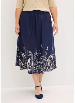 Jupe midi en popeline de coton, bonprix