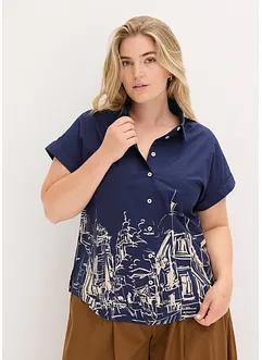 Chemisier manches courtes oversize en coton, bonprix