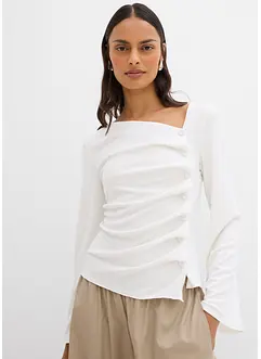 T-shirt manches longues en matière côtelée, bonprix