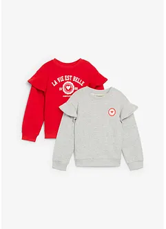 Lot de 2 sweats doux en coton mélangé, bonprix