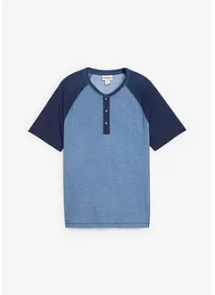 T-shirt délavé col tunisien 100% coton, bonprix