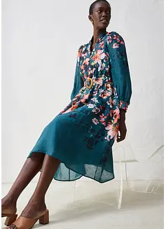 Robe midi en ramie avec ceinture (ens. 2 pces), bonprix