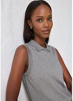 Top en fine maille avec soie et col polo, bonprix