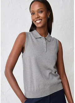 Top en fine maille avec soie et col polo, bonprix