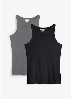 Lot de 2 tops côtelés 100% coton, bonprix
