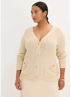 Gilet en maille chinée avec boutons dorés, bonprix