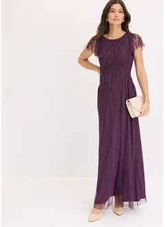 Robe longue en tulle avec perles brodées, bonprix