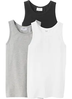 Lot de 3 débardeurs en coton doux  et extensible, bonprix