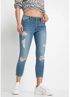 Jean skinny taille mi-haute, effets destroy, bonprix
