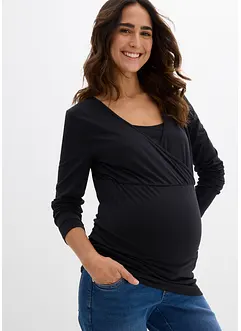 Lot de 2 T-shirts 2en1 de grossesse et d’allaitement, bonprix