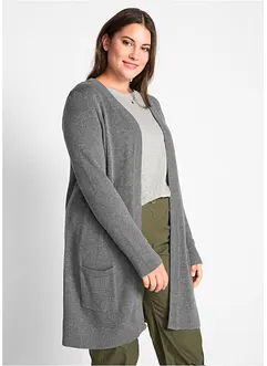 Gilet long en maille, manches longues, bonprix