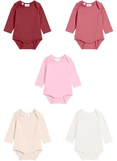 Lot de 5 bodies bébé manches longues 100% coton, bonprix