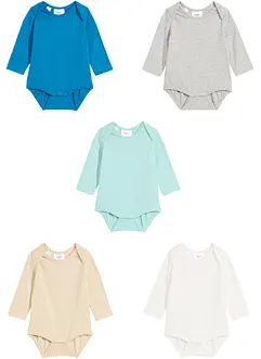 Lot de 5 bodies bébé manches longues 100% coton, bonprix