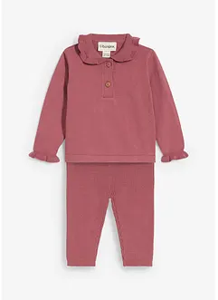 Pull en maille à col volanté et legging (ens. 2 pces), bonprix