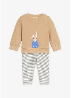 T-shirt manches longues et pantalon molletonné 100% coton (ens. 2 pces), bonprix