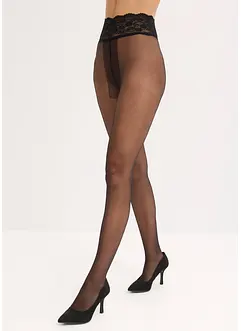 Collant voile avec ceinture en dentelle, 15 DEN, bonprix