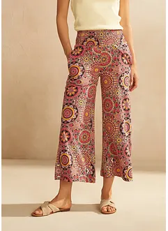 Jupe-culotte large en jersey avec large taille smokée, longueur 7/8, bonprix